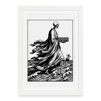 Skeleton joue aux échecs - Affiche encadrée (27 × 37 cm) - blanc - Devant