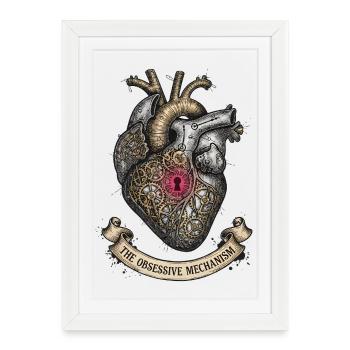 Cœur Steampunk avec Gears Dark Academia - Affiche encadrée (27 × 37 cm) - blanc - Devant