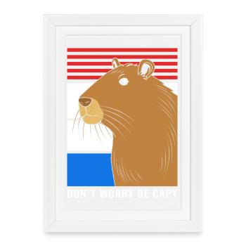 Ne t’inquiète pas, sois capy capybara - Affiche encadrée (27 × 37 cm) - blanc - Devant