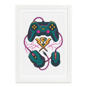 Trophée Neon Gaming - Affiche encadrée (27 × 37 cm) - blanc - Devant
