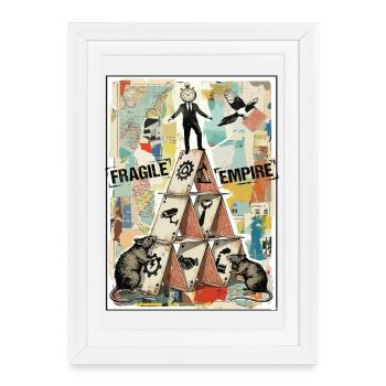 Fragile Empire Kartenhaus Systemkritik - Affiche encadrée (27 × 37 cm) - blanc - Devant