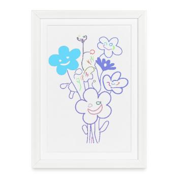 Fleurs joyeuses au trait néon - Affiche encadrée (27 × 37 cm) - blanc - Devant