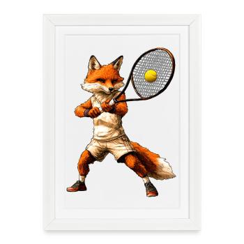 Joueur de tennis Fox - Affiche encadrée (27 × 37 cm) - blanc - Devant