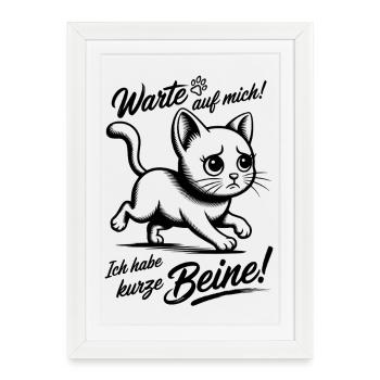 Attends-moi, j’ai les jambes courtes - Petit chat - Affiche encadrée (27 × 37 cm) - blanc - Devant