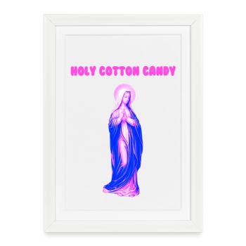 Holy Cotton Candy Vierge Marie Pop - Affiche encadrée (27 × 37 cm) - blanc - Devant