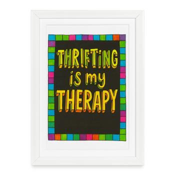 Thrifting Therapy: Neon Color Border - Framed poster (27 × 37 cm) - white - Front