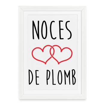 Noces de Plomb 14 ans de mariage - Affiche encadrée (27 × 37 cm) - blanc - Devant