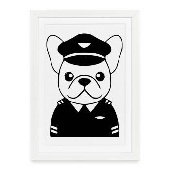 Uniforme de pilote français noir - Affiche encadrée (27 × 37 cm) - blanc - Devant