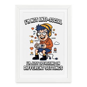 Gamer nerd humour antisocial - Affiche encadrée (27 × 37 cm) - blanc - Devant