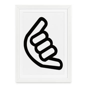Signe de la main Shaka – Signe de surfeur - Affiche encadrée (27 × 37 cm) - blanc - Devant