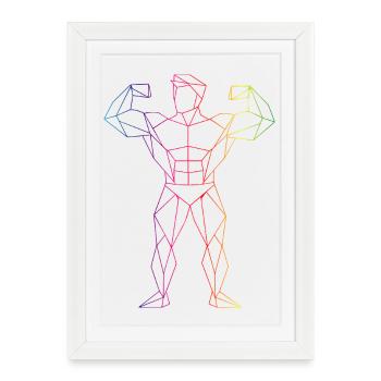 Conception de lignes de bodybuilders géométriques de fitness - Affiche encadrée (27 × 37 cm) - blanc - Devant