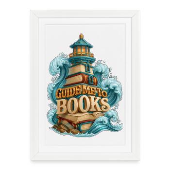 Guide Me Vers les Livres Phare Magique - Affiche encadrée (27 × 37 cm) - blanc - Devant