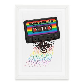 Mois de la Fierté LGBT - Cassette de la Fierté Rétro - Affiche encadrée (27 × 37 cm) - blanc - Devant