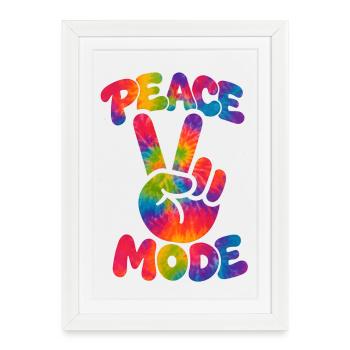 PEACE MODE – Style rétro psychédélique avec une ambiance néon - Affiche encadrée (27 × 37 cm) - blanc - Devant