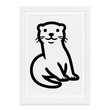 loutre - Affiche encadrée (27 × 37 cm) - blanc - Devant