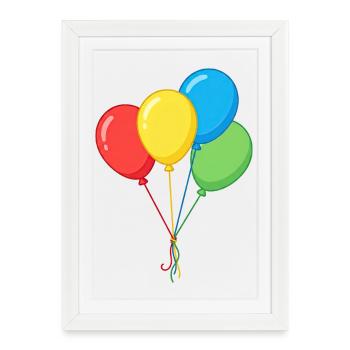 Four Colorful Balloons Graphic Illustration - Framed poster (27 × 37 cm) - white - Front