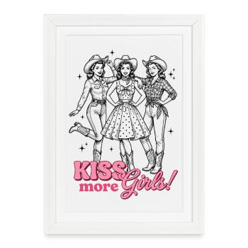 Mois de la fierté LGBTQ - Embrasser plus de filles - Affiche encadrée (27 × 37 cm) - blanc - Devant