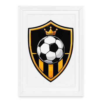 Bouclier royal de football avec couronne - Affiche encadrée (27 × 37 cm) - blanc - Devant