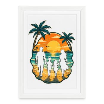 Family Beach Vacation Palm Trees Sun Summer Shirt - Framed poster (27 × 37 cm) - white - Front