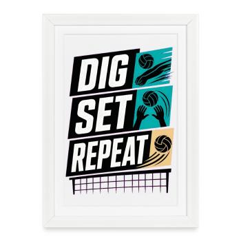 DIG SET REPEAT - Framed poster (27 × 37 cm) - white - Front