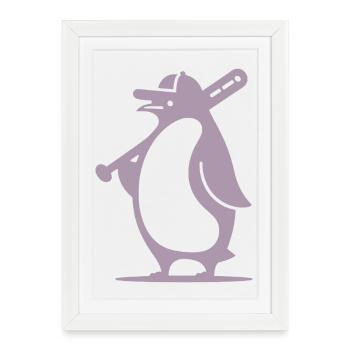 Penguin Baseball Player Silhouette - Framed poster (27 × 37 cm) - white - Front