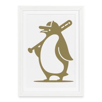 Silhouette de joueur de baseball pingouin - Affiche encadrée (27 × 37 cm) - blanc - Devant
