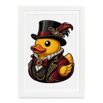 Canard cavalier victorien - Affiche encadrée (27 × 37 cm) - blanc - Devant