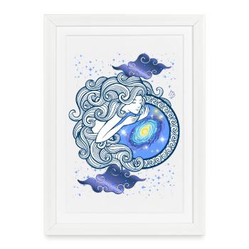 Vierge Femme – Cadeau Astrologie - Affiche encadrée (27 × 37 cm) - blanc - Devant