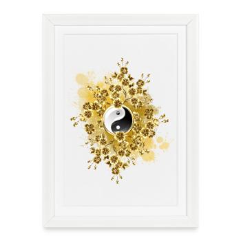 Yin Yang Fleurs – Cadeau Zen - Affiche encadrée (27 × 37 cm) - blanc - Devant