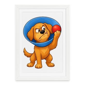Grumpy Dog Cone Of Shame - Framed poster (27 × 37 cm) - white - Front