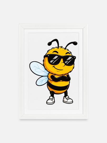 Sonnenbiene mit Stil - Gerahmtes Poster (27 × 37 cm) - Weiß