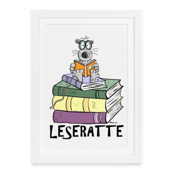 Lecture Rat - Affiche encadrée (27 × 37 cm) - blanc - Devant