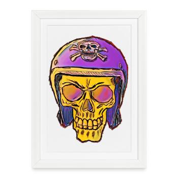 Skull with skull helmet - Framed poster (27 × 37 cm) - white - Front