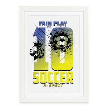 Maillot de football numéro 10 - Affiche encadrée (27 × 37 cm) - blanc - Devant