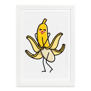 Drôle banane vintage Marilyn sexy dessin animé Monroe - Affiche encadrée (27 × 37 cm) - blanc - Devant