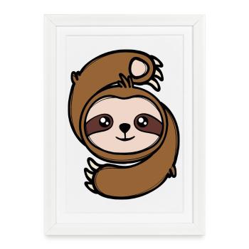 Cool Zoo Mammal Paresseux Jungle Jungle - Affiche encadrée (27 × 37 cm) - blanc - Devant