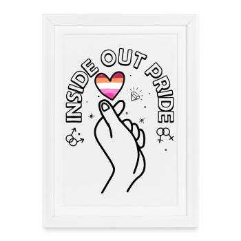Stripped Pride Heart on Black - Framed poster (27 × 37 cm) - white - Front