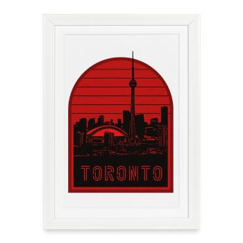 Toronto Skyline Red Silhouette - Framed poster (27 × 37 cm) - white - Front