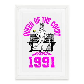Maillot de tennis anniversaire femme anniversaire 1991 - Affiche encadrée (27 × 37 cm) - blanc - Devant