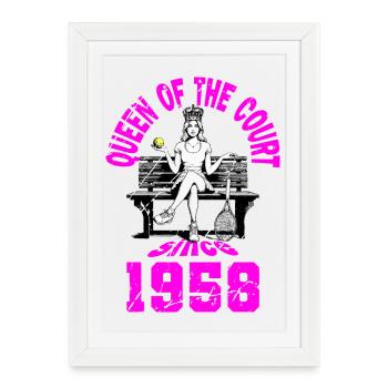 Chemise de tennis anniversaire femme anniversaire 1958 - Affiche encadrée (27 × 37 cm) - blanc - Devant
