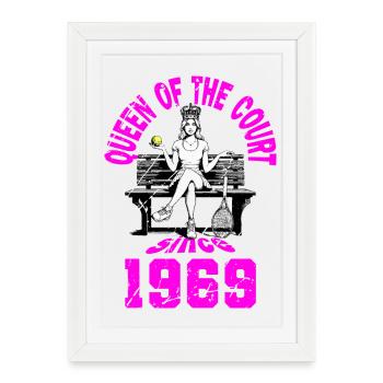 Maillot de tennis anniversaire femme anniversaire 1969 - Affiche encadrée (27 × 37 cm) - blanc - Devant