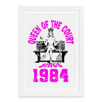 Maillot de tennis anniversaire femme anniversaire 1984 - Affiche encadrée (27 × 37 cm) - blanc - Devant