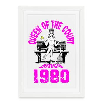 Tennis Shirt Women's Birthday Anniversary 1980 - Framed poster (27 × 37 cm) - white - Front
