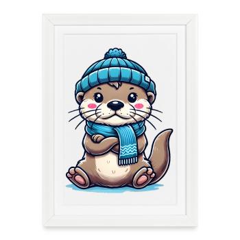 Loutre mignonne - Affiche encadrée (27 × 37 cm) - blanc - Devant