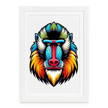 Singe mandrill - Affiche encadrée (27 × 37 cm) - blanc - Devant