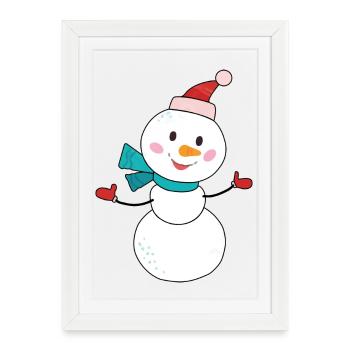 Snowman Cartoon - Framed poster (27 × 37 cm) - white - Front