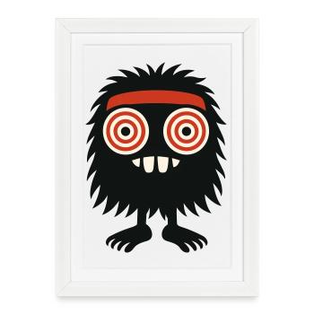 Monstre hirsute aux yeux hypnotiques - Affiche encadrée (27 × 37 cm) - blanc - Devant