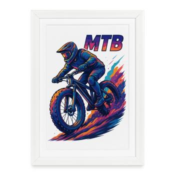 MTB Mountainbiking Fatbike cruisen Geschenk - Gerahmtes Poster (27 × 37 cm) - Weiß - Vorne