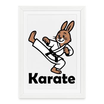 Karaté Lapin - Affiche encadrée (27 × 37 cm) - blanc - Devant