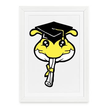L’obtention du diplôme d’études secondaires Caterpillar a été approuvée par l’université - Affiche encadrée (27 × 37 cm) - blanc - Devant